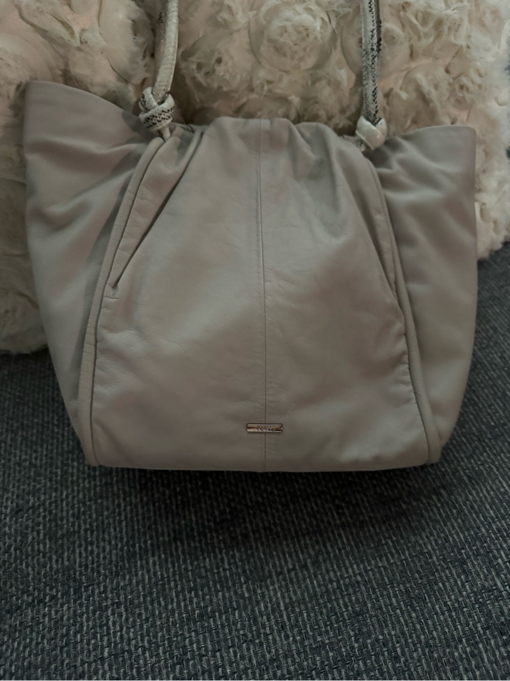 Vince Camuto Light Taupe Hobo Tote with Snake Rope Handles - Picture 3 of 13